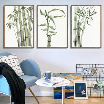 Akvarel Bambus List, Plakát Nové Čínské Abstraktní Malby, Plakáty A Tisky Fo Obývací Pokoj Dekor Dárek Plátno Drop shipping