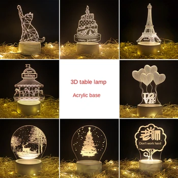 Strom Elk Vánoční 3D Akrylové USB Noční Světlo Vánoční Dárek, Vánoční Dekorace pro Domov Navidad 2021 Nový Rok Domů, Noční lampičky