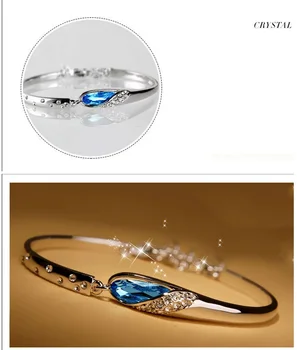 925 Sterling Silver Ženské Náramek Elegantní Modré Křišťálové Náramky Pro Ženy Šperky 2020 Nové