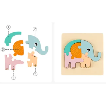 Vysoce kvalitní dětská 3D dřevěné puzzle vzdělávací hračky early learning poznávání děti Zvíře karikatura pochopit inteligence puzzle