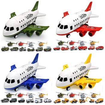 Děti Letadlo Model Hračka Set Simulace Velký Úložný Dopravních Letadel s Slitiny Pouzdro Malé Auto, Helikoptéra, Náklaďák