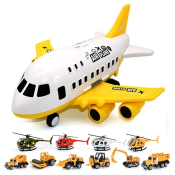 Děti Letadlo Model Hračka Set Simulace Velký Úložný Dopravních Letadel s Slitiny Pouzdro Malé Auto, Helikoptéra, Náklaďák
