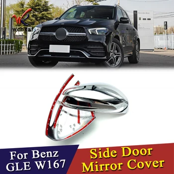 Pro Mercedes Benz GLE W167 2020 ABS Chrome Pronájem Dveře Boční Zpětné Zrcátko Kryt Čalounění Zadní Pohled Auto Příslušenství