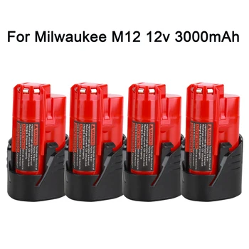 Dobíjecí 3000mAh Baterie pro Milwaukee M12 XC Akumulátorové Nástroje 3000mAh 12 v baterie 48-11-2401 MIL-12A-LI