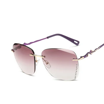 Nové Módní luxusní Značky Design sluneční Brýle bez Obrouček Ženy Letní Pohodě Velký Rám Gradient Sluneční Brýle oculos UV400 de madeira