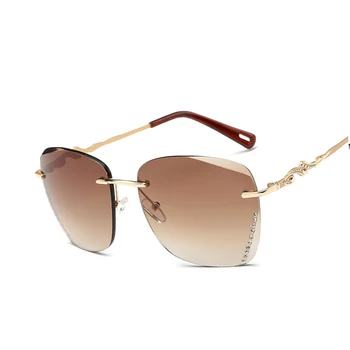 Nové Módní luxusní Značky Design sluneční Brýle bez Obrouček Ženy Letní Pohodě Velký Rám Gradient Sluneční Brýle oculos UV400 de madeira