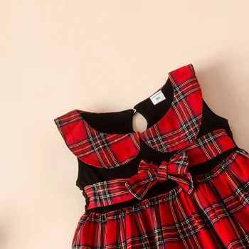 1-7TFashion boutique dívky šaty děti nové červené kostkované šaty princezny