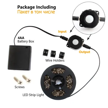 LED Pásky napájené Baterií Proužek Světla 50CM 1M 2M Pásky SMD 3528 LED Strip Světlo s Pohybovým Senzorem pro Noční Lampa