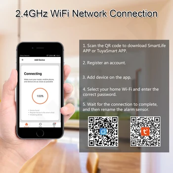 Tuya Smart Wi-fi, Okna&Dveře, Senzor 433mhz Bezdrátové Okenní Dveře Magnet Snímač, Detektor Práce S Alexa A Google Assistant&IFTTT