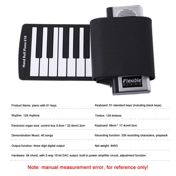 Skládací Silikonový Piano Hudební Příjemný Nástroj Zásoby 61 Klíč Ruku Roll Elektronické Piano pro Děti Začátečníky