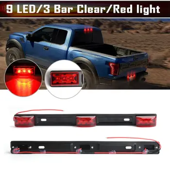 KEYECU 5ks Červené Clearance ID Bar poziční Světla 3 9Led Světlo Přívěsu Uzavřené Nerezové Oceli, která se Používá pro nákladní a přípojná vozidla