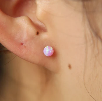 Jednoduché jeden kámen šperky 4mm malé roztomilé opál kulových čepů delikátní minimalistické dospívající dívka dárek více piercing opál náušnice
