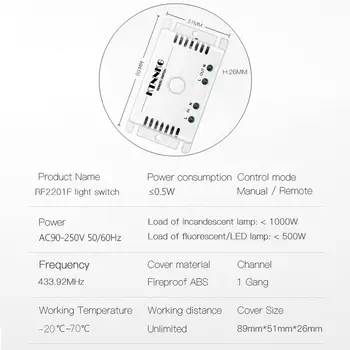 KTNNKG přepínač 433Mhz Univerzální Bezdrátové Dálkové Ovládání AC 220V 10Amp 1CH RF Relé Přijímač Vysílač pro LED/Světlo/ventilátor lampa