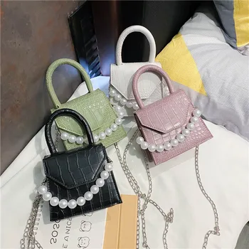 Syntetické kožené kabelky, syntetické kožené kabelky s perleťovou rukojetí, pošťák a ruka a rameno styl s kamennou tisk