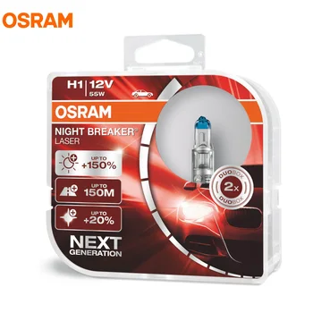 OSRAM H1 12V 55W P14.5s Nový Night Breaker Laser Další Generace Auto Žárovky Halogenové Světlo +150 Více Jasu 64150NL, 2X