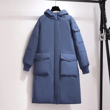 Hodisytian 2020 Zimě Ženy Kabát Kabát Polstrovaný s Kapucí Bundy Bavlněné Oblečení Ležérní Volné Teplé Žena Zmuchlal Plus Velikosti 6XL