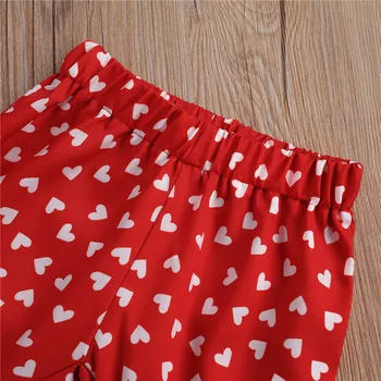 3ks Baby Dívky Letní Oblečení Srdce Tištěné Bowknot bez Rukávů Vesta+Bell-Spodní Kalhoty+Černobílá Batolata, Děti, Dívky Červené Oblečení