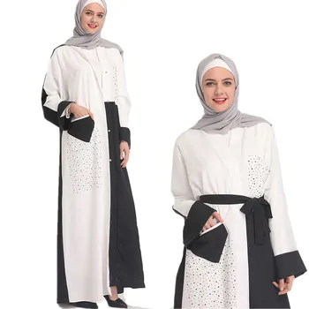 Ženy Kaftan Ilamic Abaya Dubaje, Turecka, Muslimské Šaty Plus Velikost Dámy Otevřít Kaftan Bangladéši Jalabiya