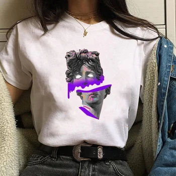 Harajuku Estetické T Košile Vintage Styl Tisk T Košile Ženy 2020 Letní Plus Velikosti Módní Umění Grafické Tees Top Poleras Mujer
