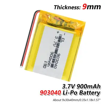 903040 3.7 V 900mah Lithium-polymerová Baterie Li-Po Dobíjecí Baterie s ochranou deska Pro MP3 MP4 MP5 Bluetooth Sluchátka