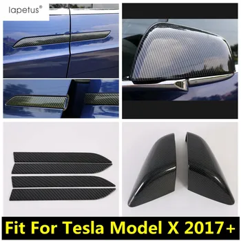 Lapetus Pro Tesla Model X 2017 - 2020 ABS Vnější Dveře Vytáhněte Kliku Zvládnout Panel / vnitřní Zpětné Zrcátko Kryt Čalounění z Uhlíkových Vláken Vzhled