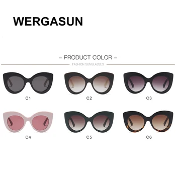 WERGASUN Nové Značky sluneční Brýle, Ženy, Luxusní Módní Návrhář Cat Eye nadrozměrných sluneční Brýle, Ženy Gradient Sluneční Brýle oculos
