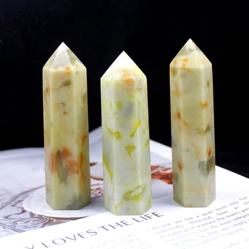 1ks Přírodní zelené jade Crystal drahokam bodu, reiki léčení čakra kámen křemen hůlka dekorace