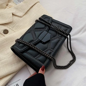 Nýt Řetězu Značky Designer PU Kožené Messenger Bag Ženy 2020 Módní Jednoduché Rameno Taška Dámské Luxusní Kabelky