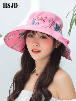 Letní Dámské Velký Široký Okraj Květiny Sluneční Klobouk Ženy Bowknot Visor Čepice Skládací Elegance Anti-UV Plážový klobouk dámský Letní Klobouk