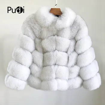 Pudi CT933 ženy Real fox kožešiny kabát bunda kabát stojí límec módní lady zimní teplé originální kožichy vynosit
