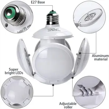 LED Garáži Světla Skládací Fotbalové Žárovka Deformovatelné Noční Světlo 40W E27 Stropní světlo pro Dílny, Skladu Supermarketu Suterénu