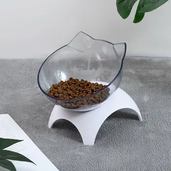 Transparentní Kočičí Misky S Podstavcem Pet Feeder Dvoulůžkový Jídlo Restaurace Bowl Set Ideální Pro Kočky A Ultra Malý Pes