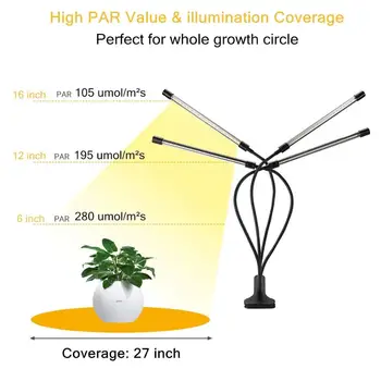 Sunlike Phytolamps dc 5v USB LED Grow Světlo s Časovačem Desktop Klip Phyto Svítidla pro pokojové Rostliny, Květiny Rostou sazenice Box