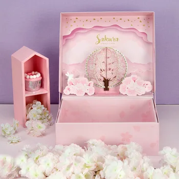 3D cukroví, papírové obaly květ Vysoce kvalitní dárkové krabice cherry oblečení, kosmetické box na Narozeniny, svatbu упаковка подарочная коробка