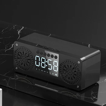 Stereo Dřevěný Subwoofer Bluetooth Reproduktor FM Rádio Přenosné Mp3 Super Bass Reproduktor Počítače Sloupci Černá