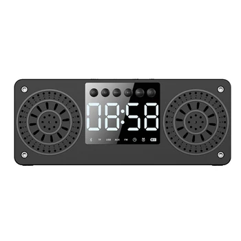 Stereo Dřevěný Subwoofer Bluetooth Reproduktor FM Rádio Přenosné Mp3 Super Bass Reproduktor Počítače Sloupci Černá
