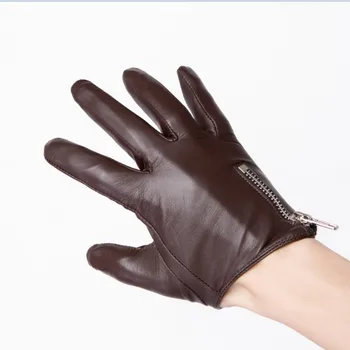 Pánské kožené rukavice, módní klasický krátký boční zip vypasovaný styl skutečné Itálie Unisex ženy dotyková obrazovka rukavice