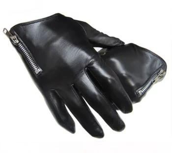 Pánské kožené rukavice, módní klasický krátký boční zip vypasovaný styl skutečné Itálie Unisex ženy dotyková obrazovka rukavice