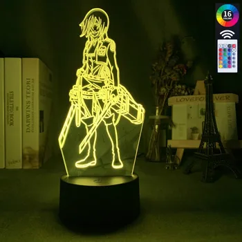 3d Noční Světlo Útok na Titan Mikasa Ackerman Obrázek Dívka Noční světlo pro Koleji Pokoj Dekor Světlo Led Usb Baterie Lampa Případě Cenu