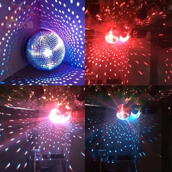 Thrisdar Dia25CM 30CM Rotující Odraz Sklo Zrcadlové Disko Koule S Motorem a 10W RGB Světlo drobně puntíkované: DJ Domácí Party Fázi Světla