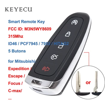 Keyecu 5 Tlačítko Dálkového Startu Smart Prox Klíč 315MHz ID46 pro Ford Edge, Escape Expedice C-max Taurus, M3N5WY8609