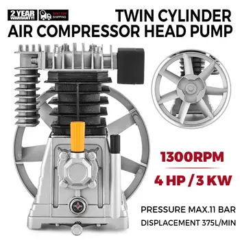 3HP 115PSI Jeden Stage11.8CFM jednostupňový Vzduchový Kompresor Čerpadlo Twin Válec Hliníkový Vzduchový Kompresor Hlavy