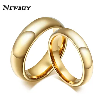 NEWBUY Módní Real Wolframu Prsteny 4MM/6MM Šířka Barva Zlata Snubní Prsteny Pro Ženy, Muže Zásnubní Šperky
