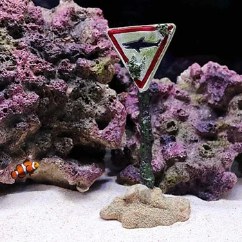 Žralok Varování Deska Akvárium Dekor Ozdoby, Výstražné Znamení Potopené Kámen, Pryskyřice Fish Tank Dekorace Zůstává