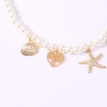 Slitina zinku pearl hlavou hvězdice shell pramen českého krku řetěz klíční kost řetěz neclace pro ženy