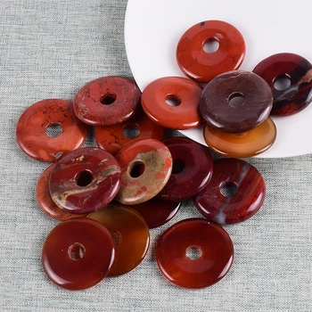 Červený Jaspis Donut Přívěsek Sada Náhrdelník Přírodní Kámen Módní Čakra Přívěsky Svatební Dar Crystal Minerální Kouzlo Šperky