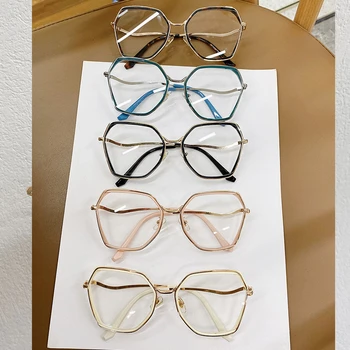 Nové Vintage Nadrozměrné Nepravidelné Čtvercové Jasné Brýle Pro Ženy Anti-blue Light Počítač Brýle Černá Růžová Kočičí Oko Odstíny