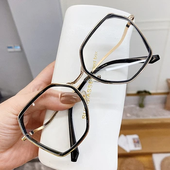 Nové Vintage Nadrozměrné Nepravidelné Čtvercové Jasné Brýle Pro Ženy Anti-blue Light Počítač Brýle Černá Růžová Kočičí Oko Odstíny