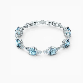 2020 Módní Šperky SWA Nové ŠUMIVÉ NÁRAMEK Jednoduché Kouzlo Modrý Čtverec Dekorace Crystal Ženské Náramek Romantický Dárek