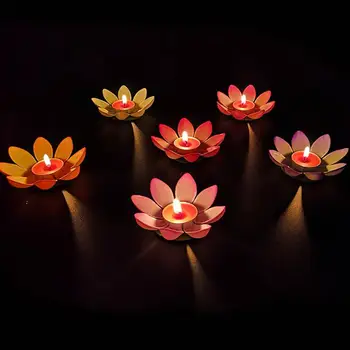 6ks Vody, Plovoucí Lucerny Kreativní Řeky Světla Pro Narozeniny, kteří Chtějí Lampa, Svíčka, Voda, Lampa se Modlí Lotus Lampa (Náhodné Barvy)